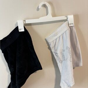 Juicy Couture Girls Velour Shorts Set in Black & White with Rhinestone Logo